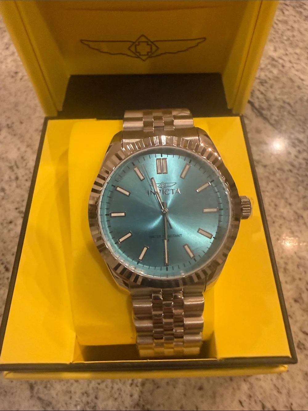 Invicta Silver Watch with Turquoise Dial